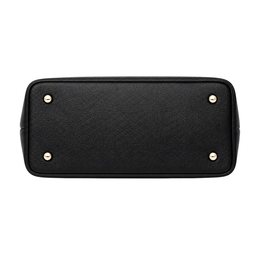 Vylos Black Leather Structured Everyday Classic Crossbody Bag