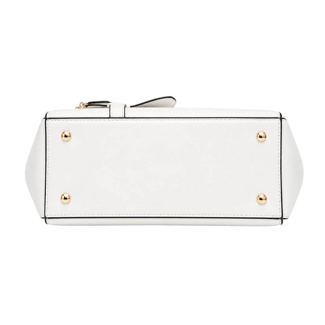 Vylos Premium White Leather Handbag With Cat Charm