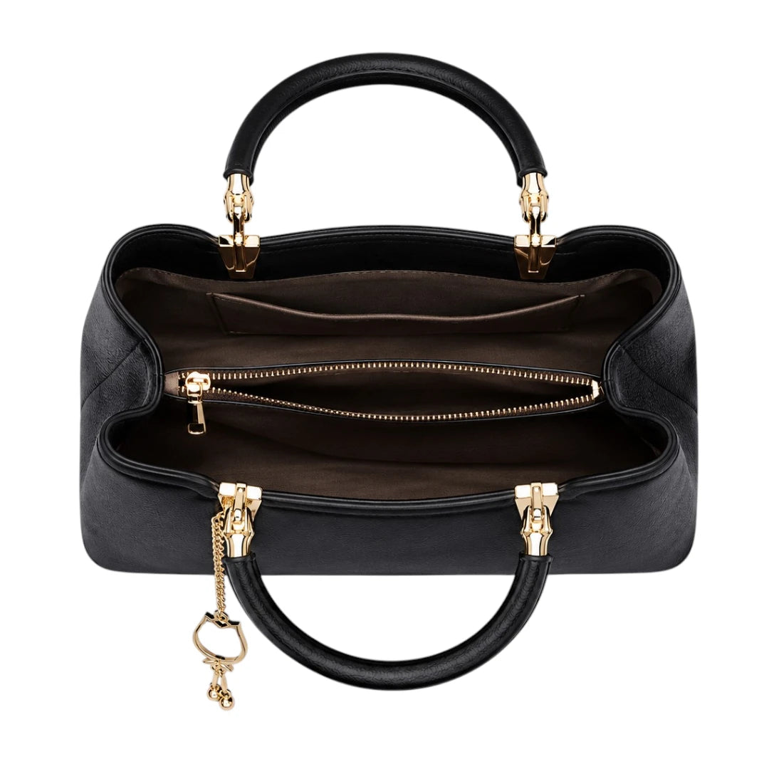 Vylos Black Leather Structured Everyday Classic Crossbody Bag