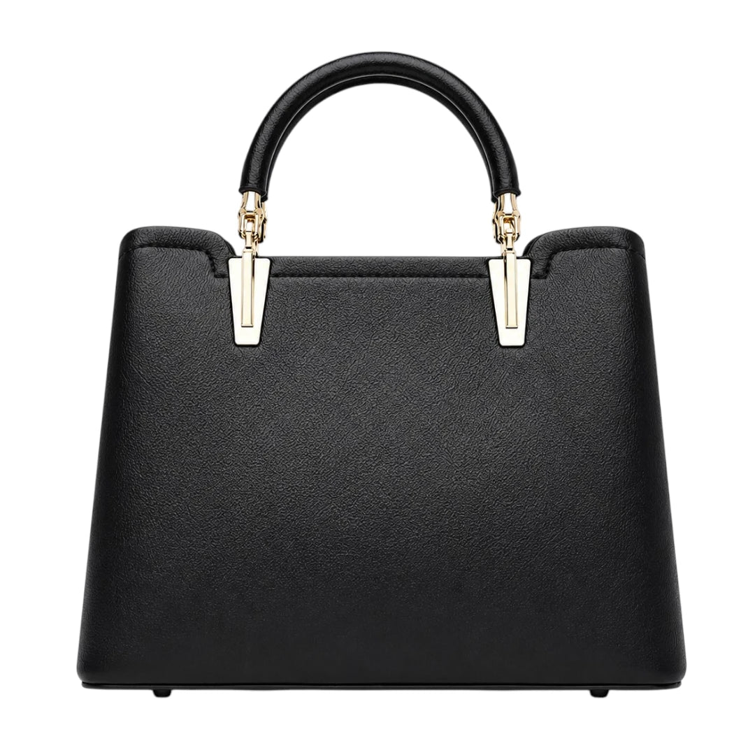 Vylos Black Leather Structured Everyday Classic Crossbody Bag