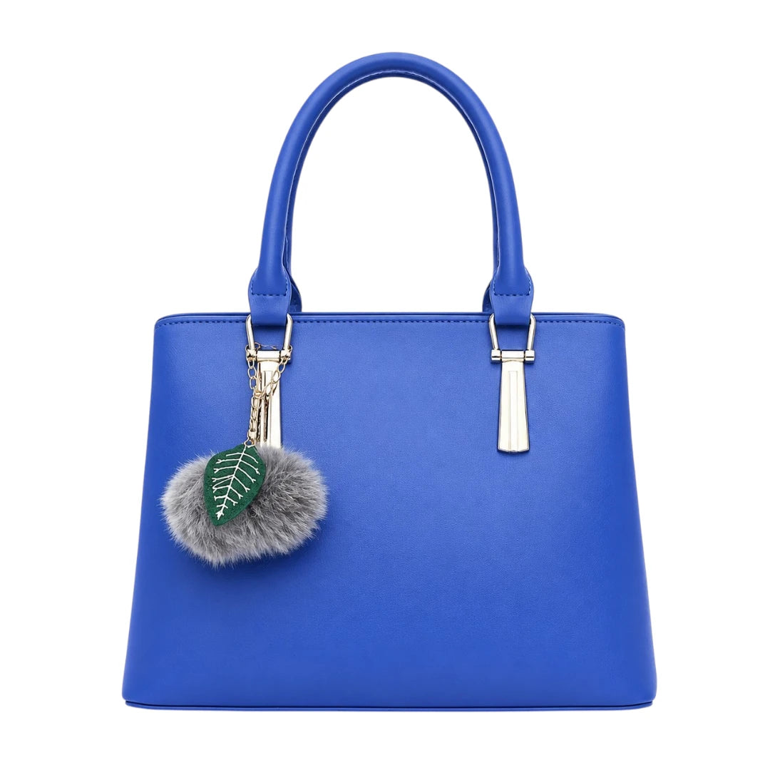 Vylos Blue Leather Zipper Satchel Everyday Hand Bag