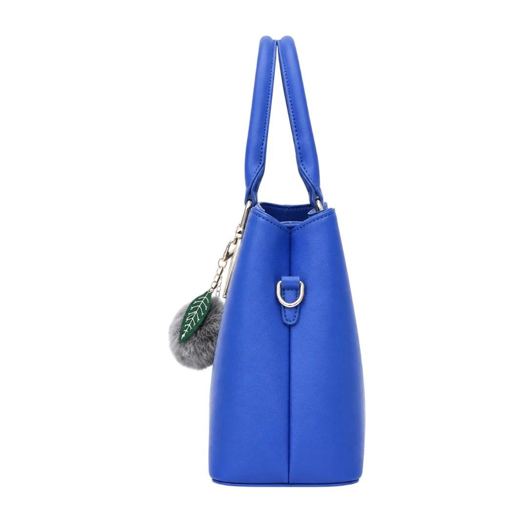 Vylos Blue Leather Zipper Satchel Everyday Hand Bag