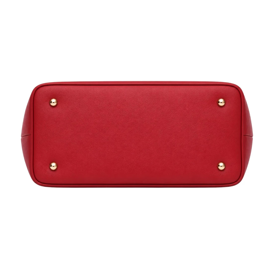 Vylos Elegant Red Leather Structured Top Handle Handbag